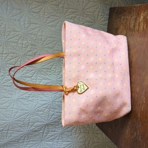 Dooney & Bourke pink vintage bag, canvas with leather trim